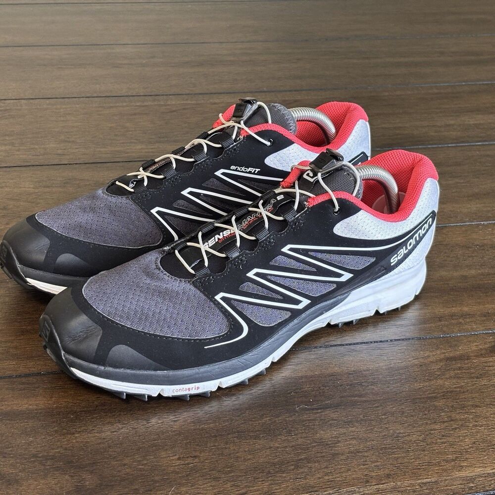 Salomon Sense Mantra 2 Women's Size 10.5 Trail Running Shoes Black White Coral